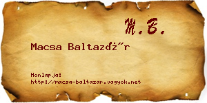 Macsa Baltazár névjegykártya